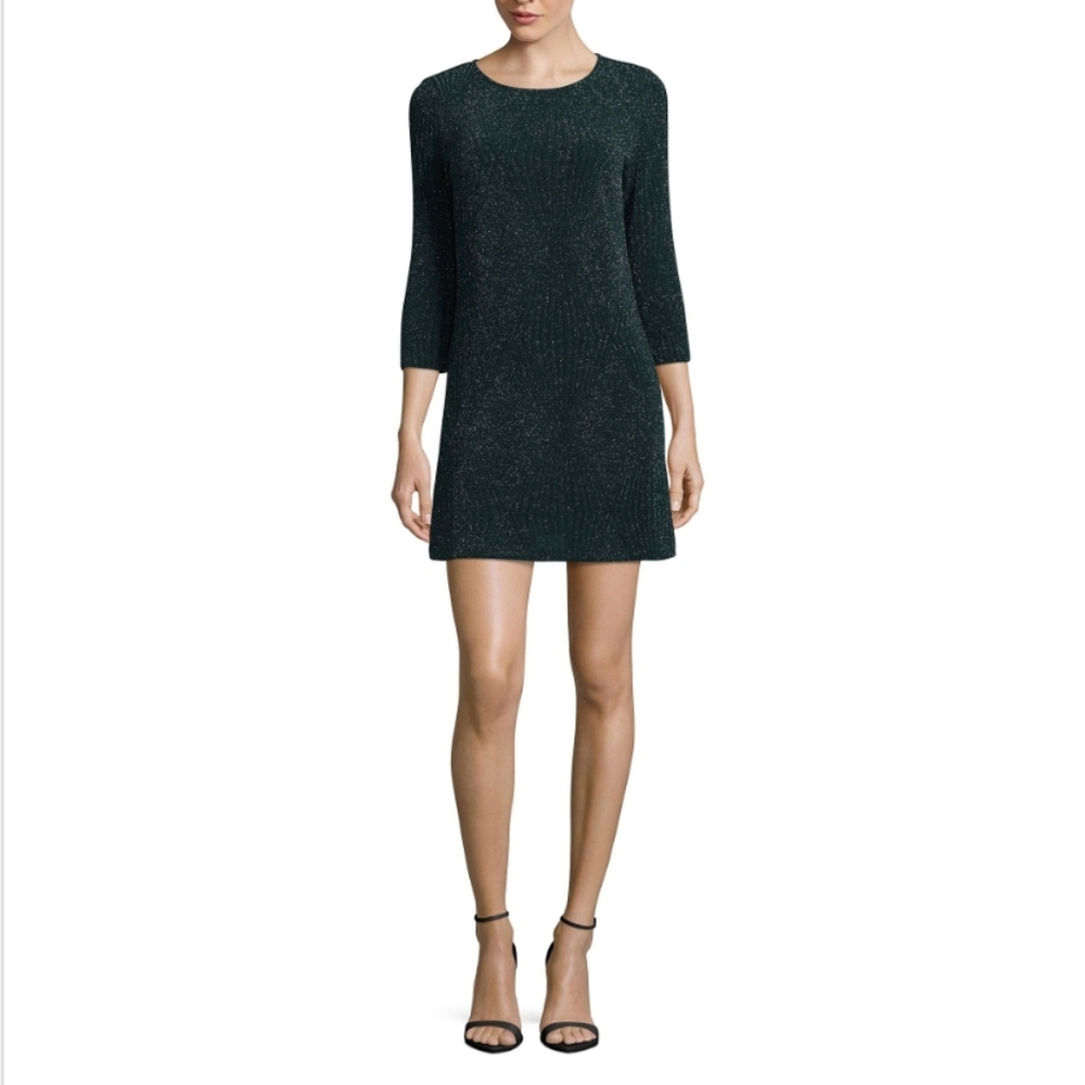 Trixxi Metallic Mini Dress, Hunter Green, Size Small